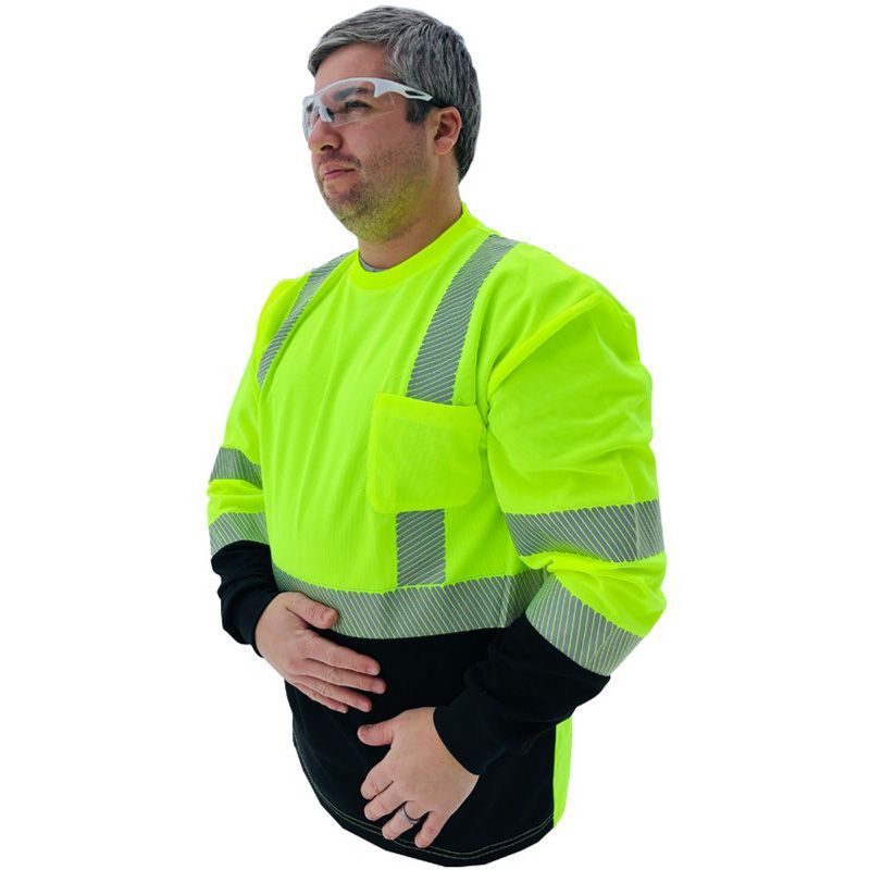 Forester Hi-Vis Black Bottom Class 3 Reflective Safety Long Sleeve Shirt - Safety Green - Large, 1 of 2
