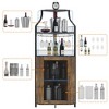 Garvee Corner Wine Bar Cabinet with Detachable Wine Rack, Bar Cabinet, Small Sideboard and Buffet Cabinet with Mesh Door (Retro Brown/Grey) - 4 of 4