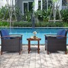Tangkula 3PCS Patio Wicker Rattan Conversation Set Outdoor Furniture Set w/ Cushion - 4 of 4