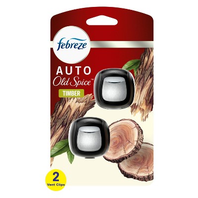 Febreze AUTO Air Freshener Vent Clip Old Spice Timber Scent, .07 oz. Car Vent Clip, Pack of 2