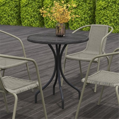 Maggift Patio End Tables, Modern Decorative Side Tables, Stylish Design for Patio, Living Room, Indoor and Outdoor Use, Black, 26"*26"*28.1"