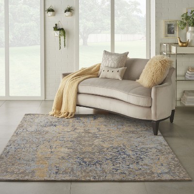 Majestic Vintage Medallion Beige & Blue Wool Blend Area Rug