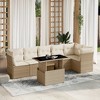 vidaXL 7 Piece Patio Sofa Set with Cushions Beige and Cream Poly Rattan - 2 of 4