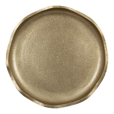 Alessia Gold Aluminum Round Drink Table with Deckled Edge