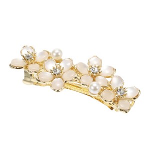 Unique Bargains Women's Large Flower Hairpins Hair Barrettes Champagne 1 Pc - 1 of 4