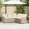 vidaXL l-Shaped Outdoor Couch/Beige Patio Sofa - Poly Rattan Seating - Garden/Backyard/Patio Furniture - 72.4"x72.4"x31.5" - Removable Cushions - 2 of 4
