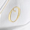 Linum Home Textiles Hotel 100% Turkish Cotton Waffle Terry Personalized White Bathrobe with Gold Satin Piped Trim in Gold Script Font - 2 of 2