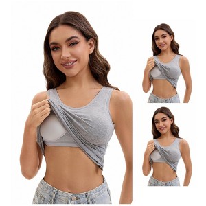 INSPIRE CHIC Women's 3 Pcs Wide Strap Built-In Padded Bras Casual Tank Camisoles - 1 of 4