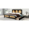 Queen Size Wood Storage Platform Bed with 2 Drawers, Rattan Headboard and Footboard - 4 of 4