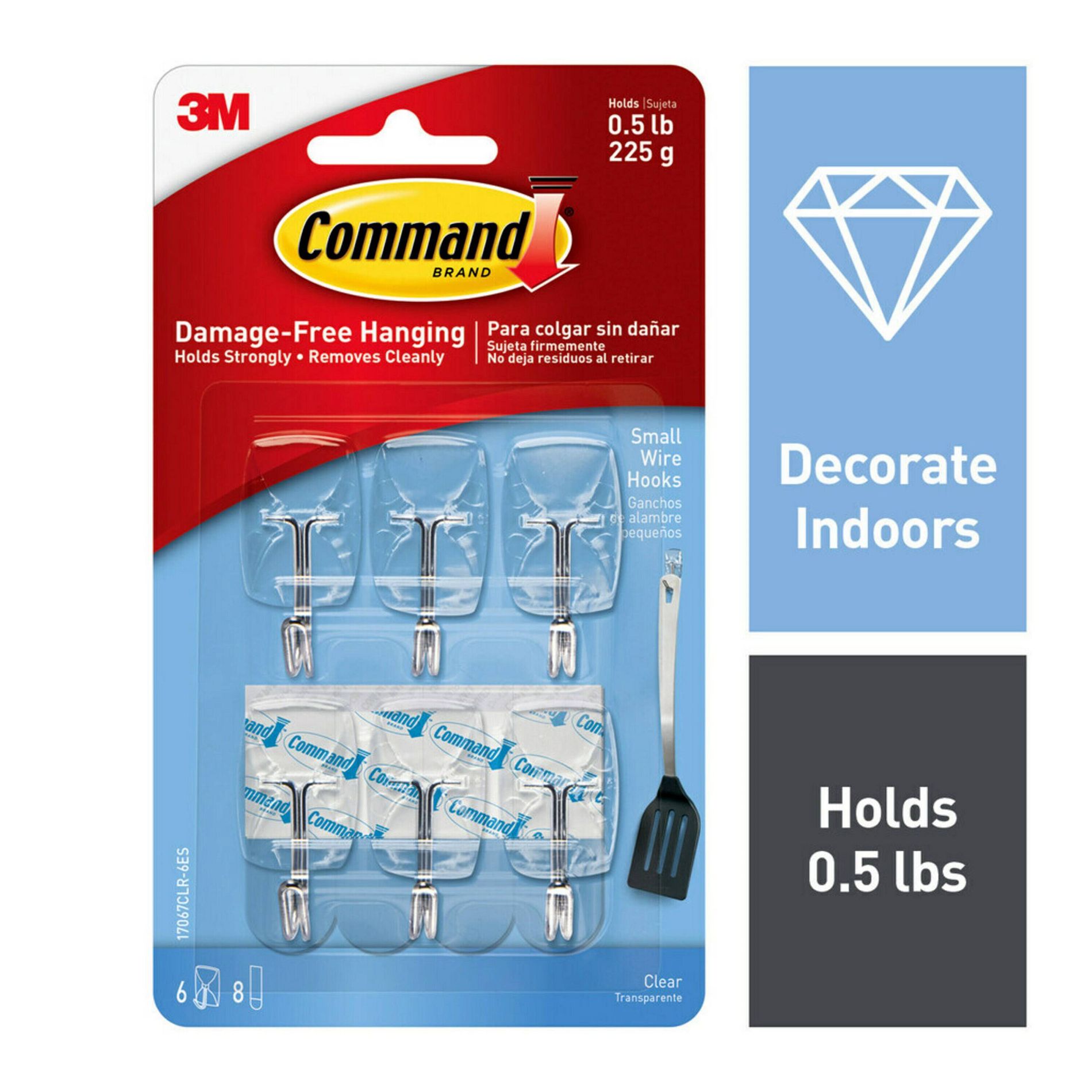 Command 6pk Clear Small Wire Hooks