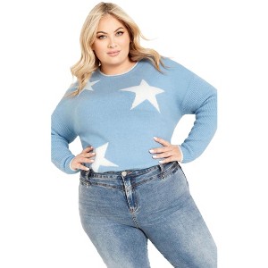 Avenue Women's Plus Size Miley Star Sweater - 1 of 4