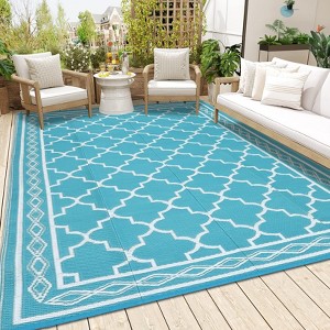Outdoor Rug, Waterproof Reversible Patio Carpet,  Print Camping Rug, Geometric RV Mat for Deck, Balcony, Picnic & Beach - 1 of 4