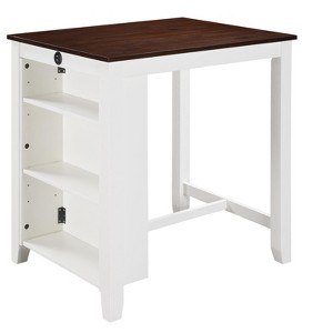 Vynxaria Graham 36" White Finish Small Space Counter Height Dining Table with USB Charging Ports and Shelves - 1 of 2