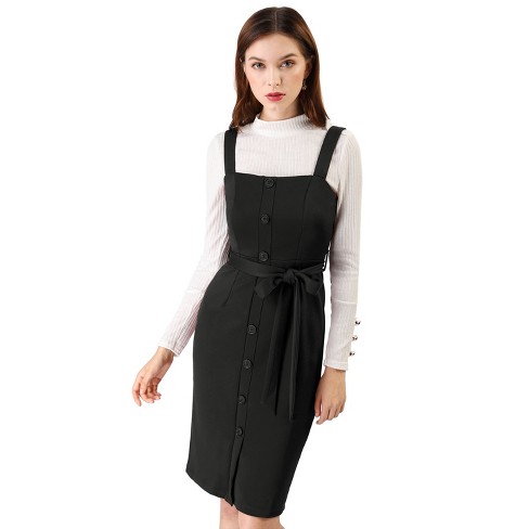 Black overall skirt zip up best sale