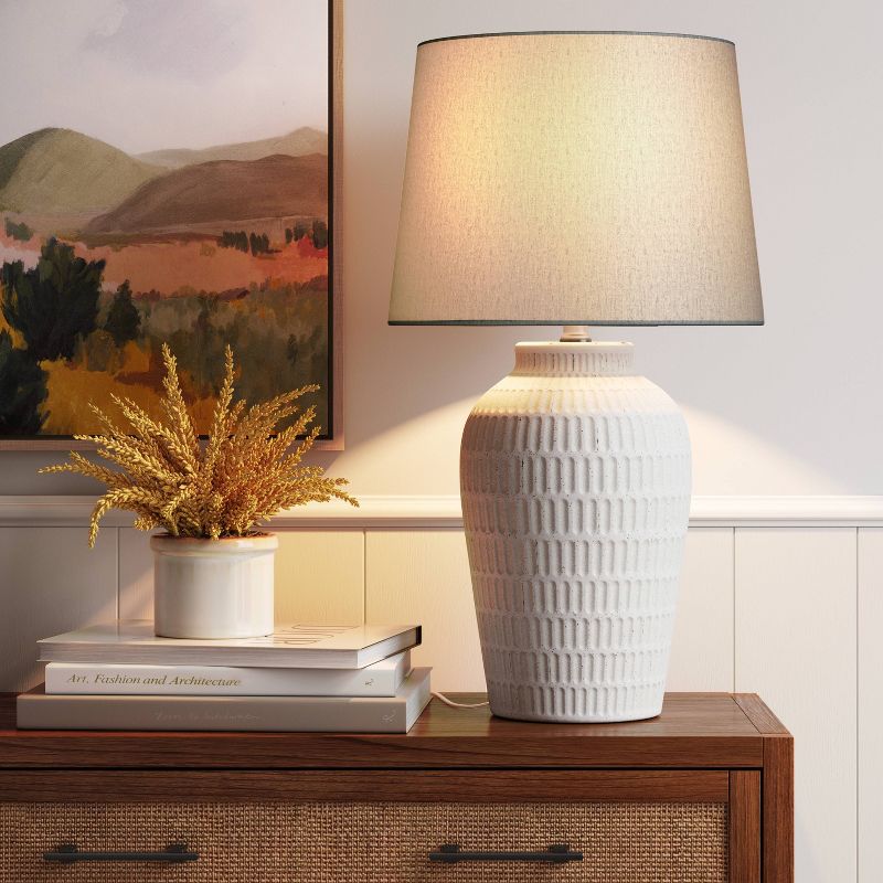 Ceramic Textured Table Lamp Base White - Threshold™, 3 of 11