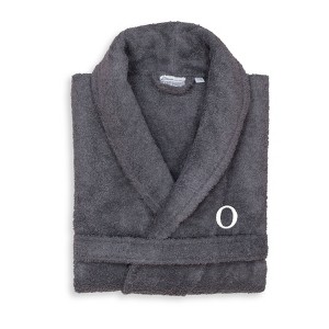 Linum Home Textiles 100% Turkish Cotton Adult Personalized Terry Bathrobe in White Bookman Font - 1 of 3