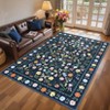 Indoor Farmhouse Bedroom Living Room Rugs, Washable Floral Print Non Slip Dining Room Carpet, Low Pile Accent Rugs - 4 of 4