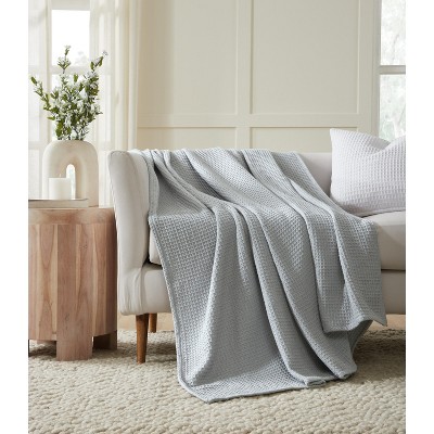 Light Grey Full/Queen Cotton Waffle Weave Reversible Blanket