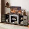 Gulches Gray TV Stand Entertainment Center Fits TVs up to 75 in with 2-Door Storage 3 Shelves Faux Stone Vintage Handles 6 Cable Pass-Throughs - 3 of 4
