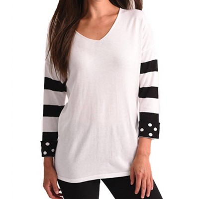 Women's Polkadot & Stripe Sleeve Top - ANGEL