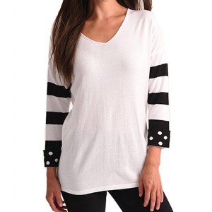 Women's Polkadot & Stripe Sleeve Top - ANGEL - 1 of 2