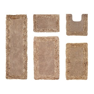 Shaggy Border Collection 5-Piece Bath Rug Set 100% Cotton Tufted Weave Ruffle Border Pattern Bathroom Rug for Machine Washable Bathmat - 1 of 4