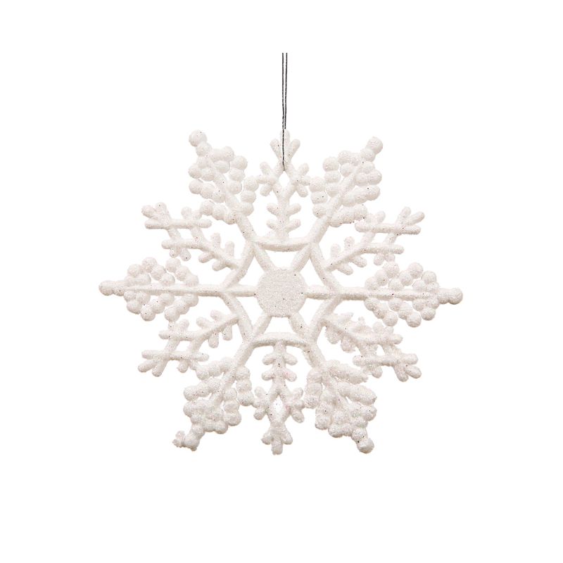 Northlight 24ct Glitter Snowflake Christmas Ornament Set 4" - White, 1 of 5