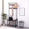 Vynxaria Entrance Porch Ready: Brown Independent Coat Rack with 9 Detachable Hooks, Shoe Stool, Hanging Rod, Shoe Rack - 3 of 4