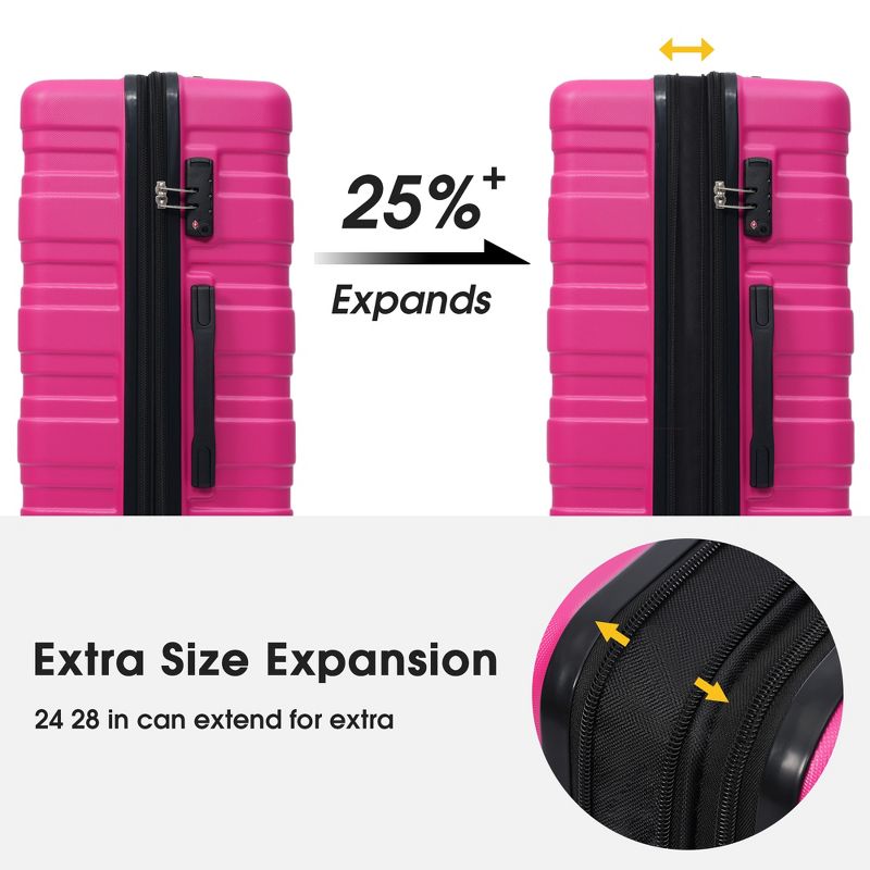 3 PCS Luggage Set, Hardside Expanable Spinner Suitcase with TSA Lock (20/24/28)-ModernLuxe, 4 of 6