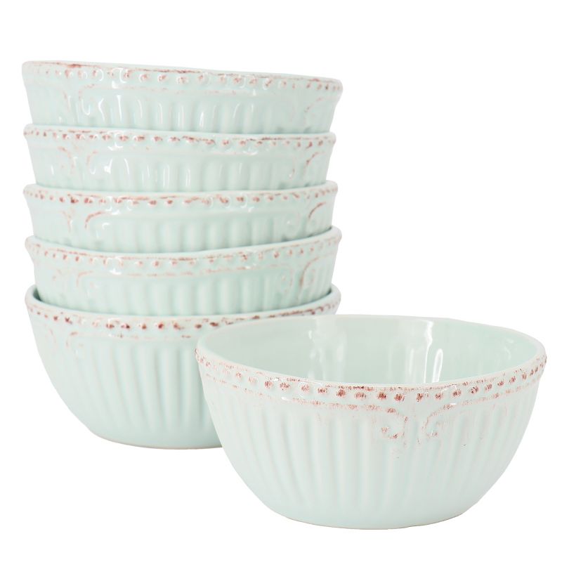 Gibson Modern Southern Home 6 Piece 6 Inch Stoneware Embossed Cereal Bowl Set, 1 of 6