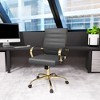 LeisureMod Benmar Leather Office Chair with Gold Accents, Adjustable Height, and Swivel Base - 2 of 4