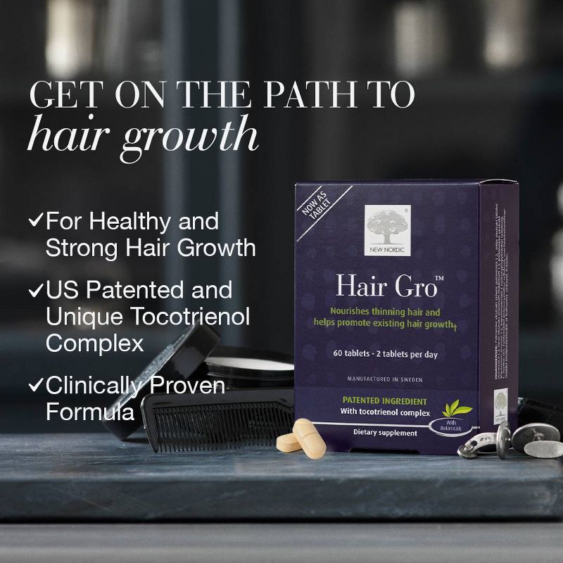 New Nordic Hair Gro Hair Growth Vegan Tablets with Biotin - 60ct, 5 of 12