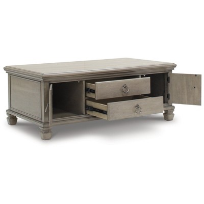 Gray Rectangular Wood Coffee Table with Storage