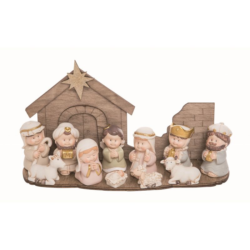 Transpac Resin White Christmas Nativity Cuties Set of 12, 1 of 2