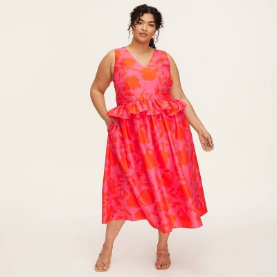 Women's Classic Rose Peplum Midi Dress -  kate spade new york x Target Pink/Red