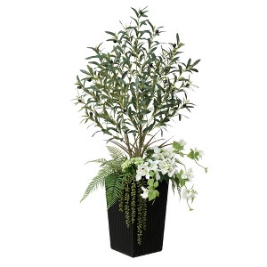 Dr.Planzen 4ft Multi-Plant Artificial Olive Tree Fake Plants with Realistic Black Olives & Mixed Foliage Indoor/Outdoor Floor Plant by DR.Planzen - 1 of 4