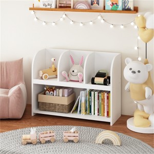 YONWAY Kids Bookcase with 4 Compartments, Storage Book Shelf, Storage Display, Rack,Toy Organizer for Children's Room, Playroom, Nursery - 1 of 4