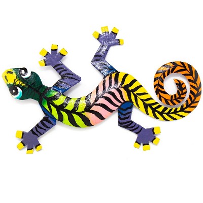 Global Crafts Eight Inch Painted Gecko Recycled Haitian Metal Wall Art ...