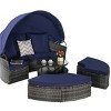 5-Piece Outdoor Wicker Patio Set with Retractable Canopy, Cushions & Storable Table for Garden or Poolside Relaxation - Coolbibila - 3 of 4