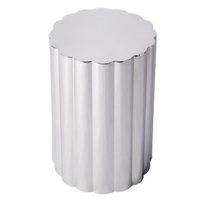 HomeRoots 18" Silver Stainless Steel Block End Table - 1 of 4