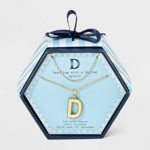 14K Gold Dipped Cubic Zirconia Duo Initial Multi-Strand Necklace - A New Day™ Gold - 1 of 4