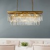 ALOADECOR 11-Light Antique Gold Modern Fringe Crystal Chandelier Rectangular Lighting Adjustable for Dining & Kitchen Areas - 3 of 4