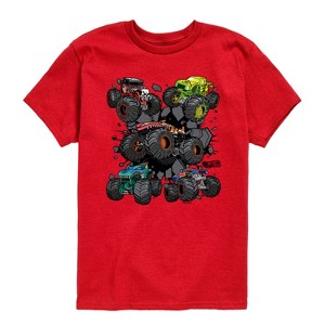 Boys' - Hot Wheels - Monster Truck Grids Short Sleeve Graphic T-Shirt - 1 of 3