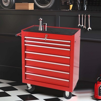 NicBex 7-Drawer Rolling Tool Chest Cabinet Mobile Tool Cart with Wheels and Storage for Garage and Warehouse