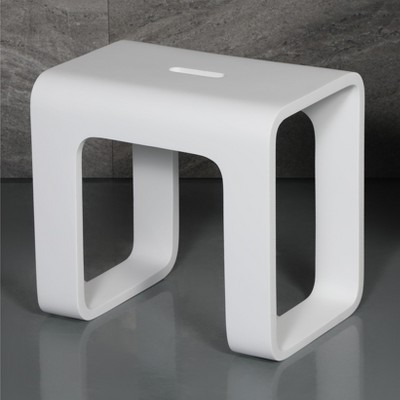 ALFI White Matte Solid Surface Resin Bathroom / Shower Stool