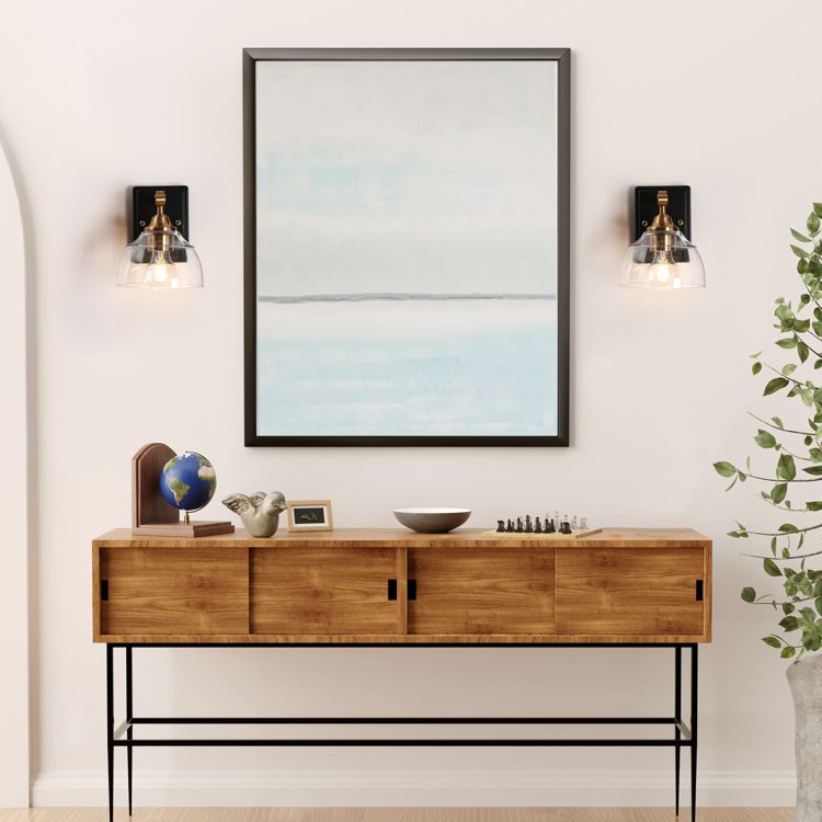 LNC Lainanger Polished Gold and Matte Black Bathroom Vanity Light with Clear Glass Bowl, Modern, 1-Light, 2-Light, 3-Light, 4-Light, 4 of 14