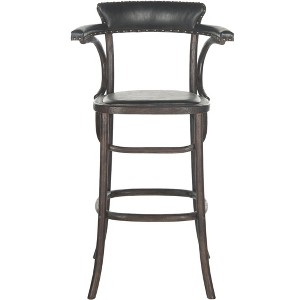 Kenny Bar Stool Brass Nail Heads - MCR4687 - Antique Black - Safavieh - 1 of 4
