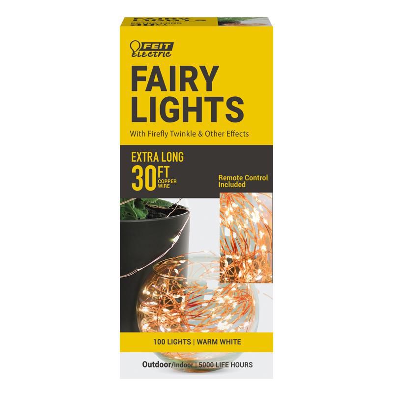 Feit Electric LED Fairy Copper String Lights Warm White 30 ft. 100 lights, 1 of 2