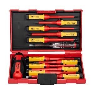 VEVOR Insulated Screwdriver Set,13-Piece Screwdriver Set,1000V Insulated Electrician Tool Set,with Magnetic Phillips Slotted Pozi Torx Tips,Red&Yellow - 1 of 4