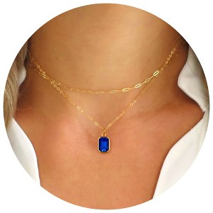 Turandoss Birthstone Necklace for Women Girls, Birthstone Layered Necklace for Girls,  Birthday Gifts for Girls, Jewelry for Women, 15+2.5/17+2.5In - 1 of 4